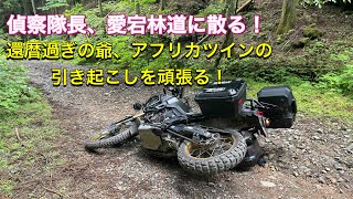 還暦過ぎ爺、林道でアフリカツインを引起し！【CRF1000L】【アフリカツイン】【フルバンク駐車】