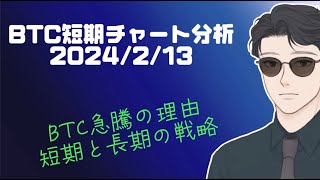 BTC短期チャート分析【2024/2/13】BTCが急騰した理由、短期の戦略と長期の戦略が全く異なる理由、GUCCIが貰えるキャンペーン、仮想通貨・ビットコイン・S\u0026P500