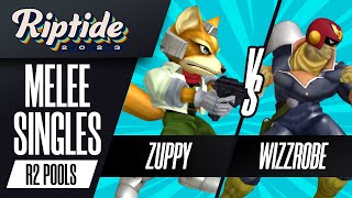 Zuppy (Fox) vs Wizzrobe (Captain Falcon) - Melee Singles Round 2 Pools - Riptide 2023