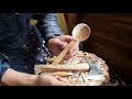 spoon carving by hand tools 3 3人力で丸太から木のスプーンをつくる