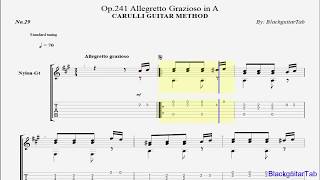 Carulli Guitar-Op.241 Allegretto Grazioso in A  (No.29)/BlackguitarTab