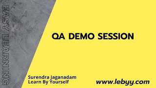 QA demo session || Orientation session on QA ||Selenium demo session