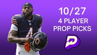 10/27 PRIZEPICKS | BEST 4 NFL WEEK 8 PLAYER PROPS | #prizepicks #prizepickstoday #nflprizepicks