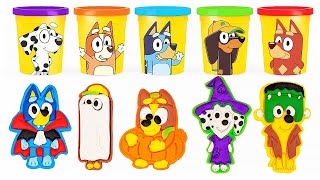 🎃 Bluey \u0026 Friends Halloween Play Doh Molds 🍬👻 Best Learn Colors | Preschool Toddler Learning Video