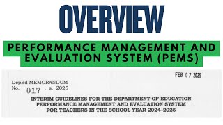 AN OVERVIEW TO THE PERFORMANCE AND MANAGEMENT SYSTEM FOR TEACHERS. DM. 17 SERIES OF 2025