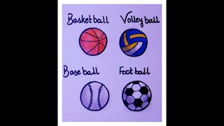 How to draw ball / ball sketch / basketball/ football/ baseball/ volleyball / Drawings / kids .