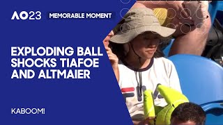 Bang! Exploding Giant Tennis Ball Shocks Tiafoe and Altmaier | Australian Open 2023
