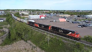 New Drone - 4K Video! Aerial Video of Freight Train CN 407 at Moncton, NB