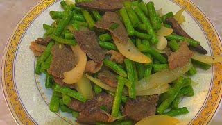 How to Fried Pork Liver with Long Bean Recipe~ឆាសណ្តែកគួរ||ម្ហូបខ្មែរ||Simple and Delicious