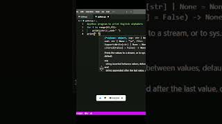 Python program to print English alphabet #programminglanguage #python #pythoncode #code#trending