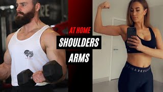 30 Min DUMBBELL ARMS & SHOULDER WORKOUT at Home | Muscle Building & Toning (Follow Along)
