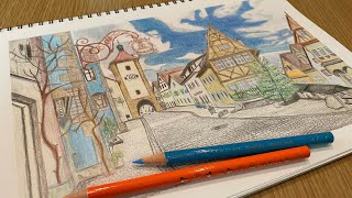 【色鉛筆画】ドイツの風景画を描いてみました🇩🇪 [painting]