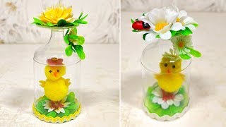 DIY Easter souvenir from a plastic wineglass. Easter present.