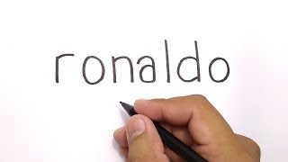 WOW, how to turn words RONALDO into CARTOON for KIDS , AMAZING ART / DRAWING RONALDO CR7