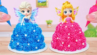 Beautiful Elsa Anna Princess Cake Making ✨ Best Miniature Disney Princess Cake Recipe Decorating✨