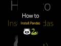 How to install pandas in a new python project (no talking, quick tip)