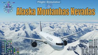 Anchorage USA Flying Over the Frozen Mountains of Alaska - Boeing 777-300 Air Canada Plane