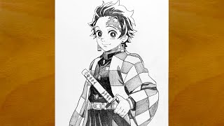 How to Draw Tanjiro Kamado from Demon Slayer || Pencil Sketch Art || Easy Anime Drawing