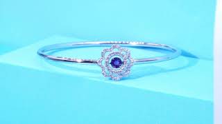 Beyaly Jewelry | 925 Sterling Silver Flower Shape Dangling Purple Zircon Bangle