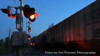 May 7, 2014 - CSX K982-02 headed up by BNSF 9624 pulls out of the siding at Slaughters, Ky.