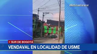 Video muestra cómo vendaval destechó varias viviendas en el sur de Bogotá| Noticias Caracol