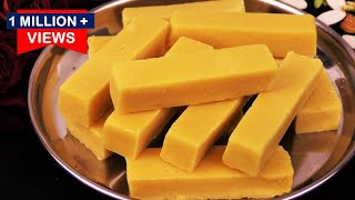 बिना ख़राब हुए 15मिनट में 3चीज़ो से सॉफ्ट मैसूर पाक मुँह में घुल जये Soft Mysore Pak - Ghee Mysore Pak