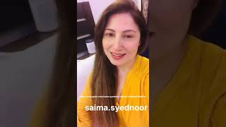 Saima Noor official Instagram Id.
