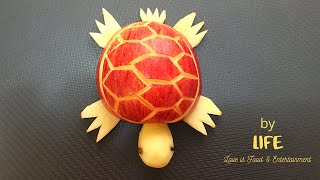 How to do turtle with apple / Apple decoration  / 3 minutes carving / LIFE by Passion