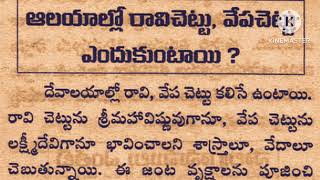 దేవాలయాల్లో రావి చెట్టు,వేప చెట్టు రెండు కలిసి ఉంటాయి ఎందుకని...