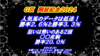 【関屋記念2024】人気馬は危険なデータ！狙いは○○産駒の２頭で勝率２０％と絶対的に狙いです！