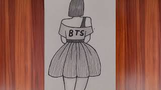 Easy BTS drawing | BTS girl drawing | Pencil sketch of BTS Army