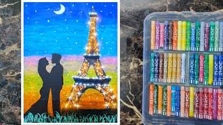 Oil Pastel Drawing | Eiffel Tower drawing