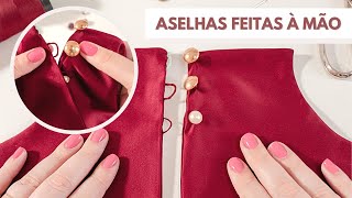 COMO FAZER ASELHAS - passo a passo de como fazer casinha de botão manual com linha e agulha de mão