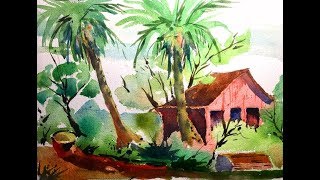 Tropical Landscape with Palm Trees in Watercolour- with Chris Petri ( Part 2 of 3 )
