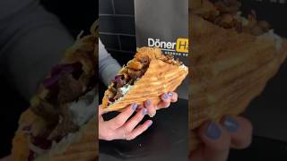 Opening up the CHICKEN \u0026 BEEF DÖNER KEBAB from Döner Haus in NYC’s East Village! 🫓🔥 #DEVOURPOWER