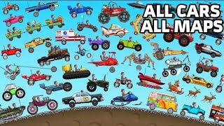 Hill Climb Racing - ALL 45 VEHICLES UNLOCKED and FULLY UPGRADED Video Game 🎮🎮