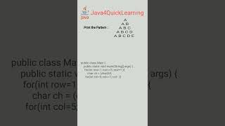 Triangle Alphabet Pattern Question in java || Interview Questions #Java4QuickLearning