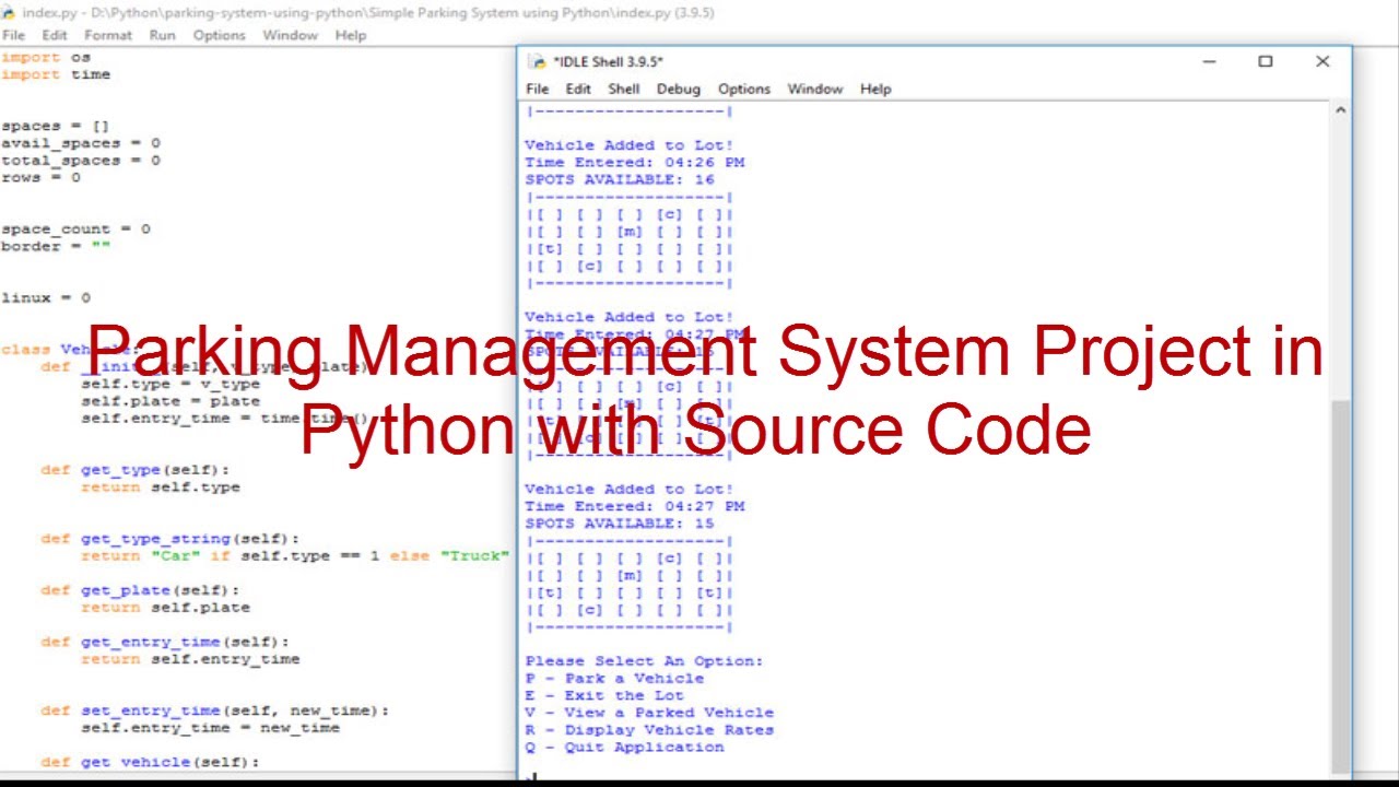 рџ ґ Parking Management System Project In Python With Source Code Youtube