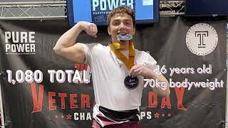 TEEN POWERLIFTING MEET 1ST PLACE | 1080 total at 16 years old 70kg