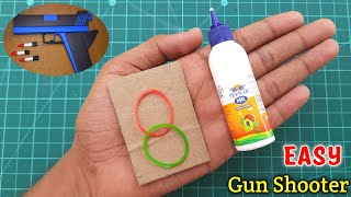 how to make cardboard gun , simple and easy toy gun which shoots bullets , Paper gun making