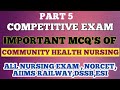 Important Multiple Choice Questions Of Community Health Nursing for NORCET,AIIMS, RAILWAY,MNS