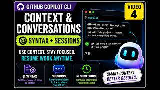 4. GitHub Copilot CLI Context & Conversations (Video 4): @ Syntax + Sessions Explained