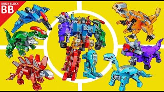 6 in 1 Combiner : Qman 1414 Sura Mecha ⚡️ How to Build Robot Lego Transformers Dinobots look alike