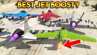 GTA 5 ONLINE : WHICH HAS STRONGEST JET BOOST? (HYDRA, LAZER, PYRO, STARLING, MOLOTOK, BESRA)