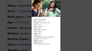 Beautiful Actress Aparna Balamurali Biography #viral #youtubeshorts #shortvideo #shorts