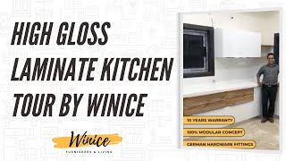 High Gloss laminate kitchen by Winice | Modular Kitchen walkthrough