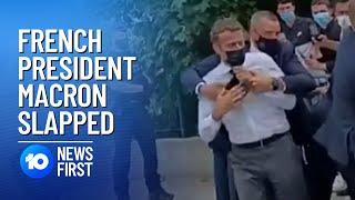 French President Macron Slapped in Face During Village Visit | 10 News First