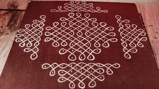 9 Dots Rangoli With Suitable  Side Muggulu || 9-3-3 dots melikala muggu || teluginti ammayi