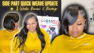 QUICK WEAVE | SHAKE N GO GLOSSY HAIR REVIEW | 3 WEEKS UPDATE 😱