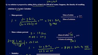 How to solve mass percent, mass/volume percent, molarity, Molality, and mole fraction
